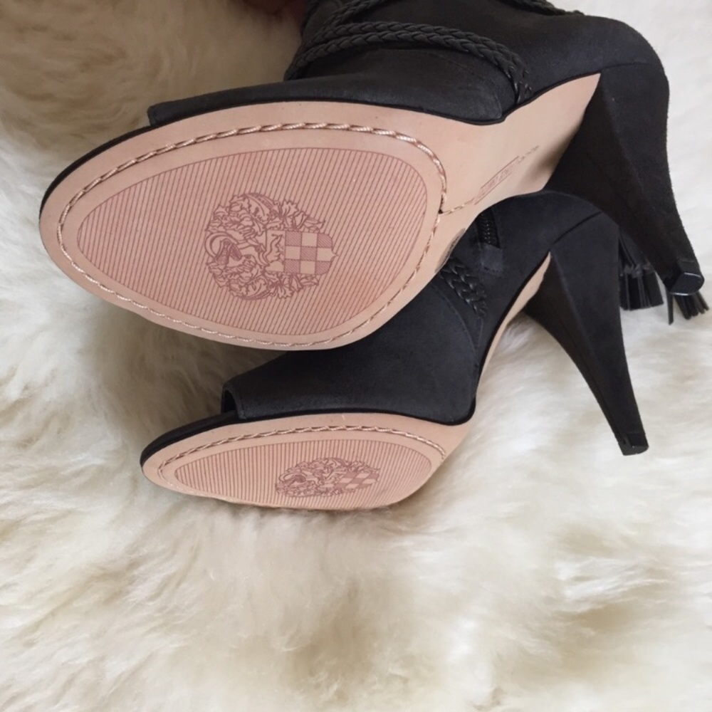 Vince Camuto Charcoal Suede Aston Peep Toe Bootie - Picture 7 of 8