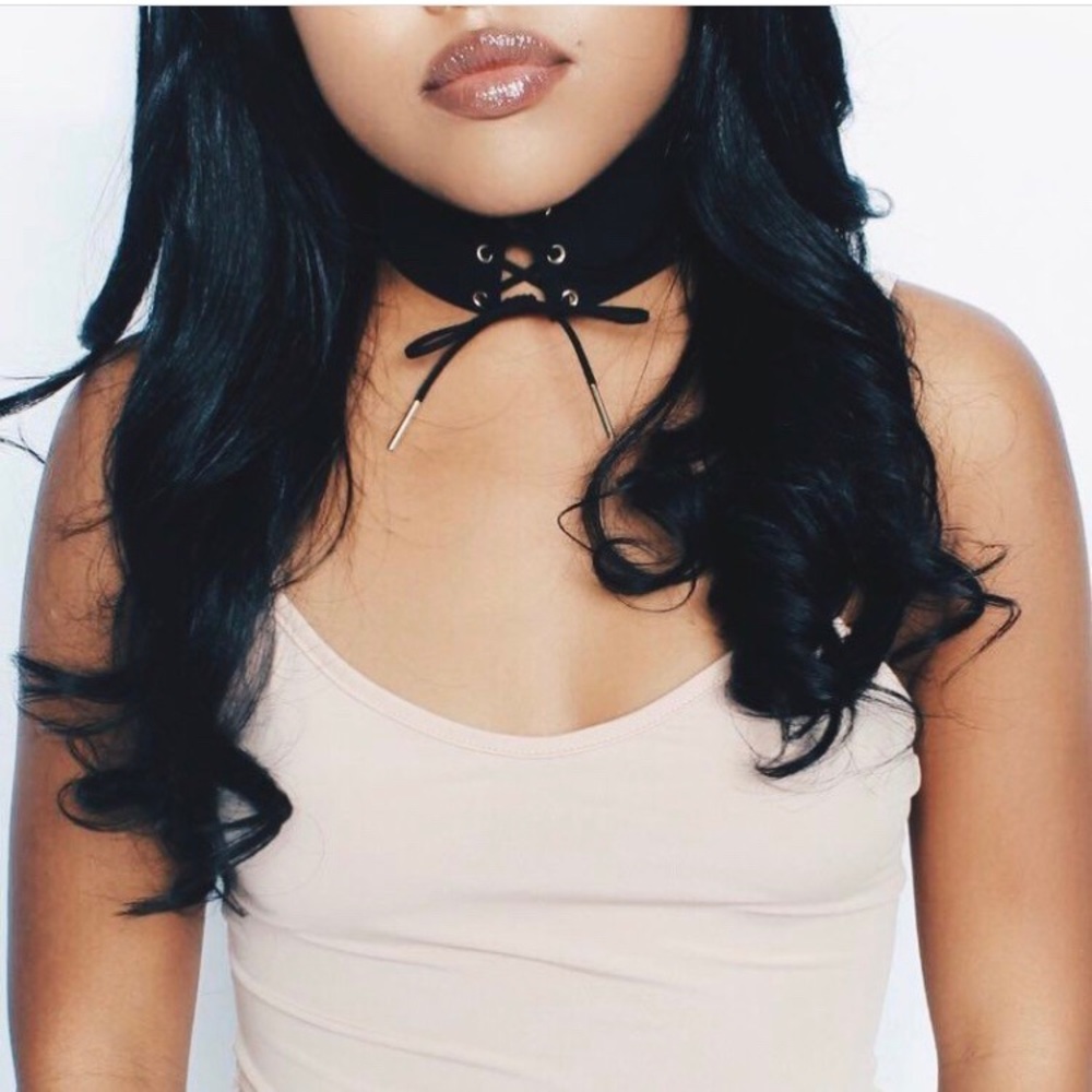 Black Laceup Choker