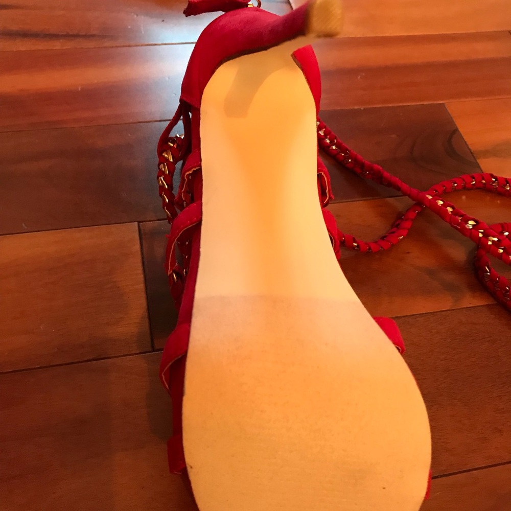 JustFab size 8.5 red lace up stiletto. New in box - Picture 4 of 8