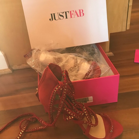 JustFab size 8.5 red lace up stiletto. New in box - Picture 2 of 8