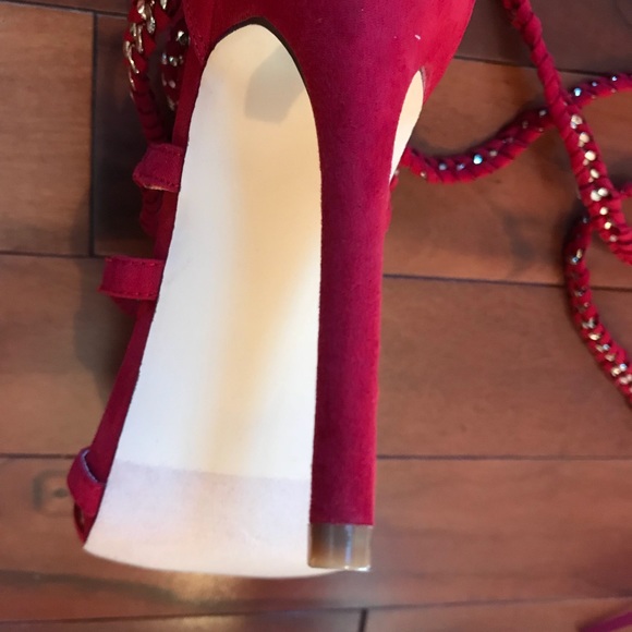 JustFab size 8.5 red lace up stiletto. New in box - Picture 5 of 8