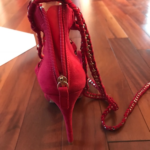 JustFab size 8.5 red lace up stiletto. New in box - Picture 6 of 8