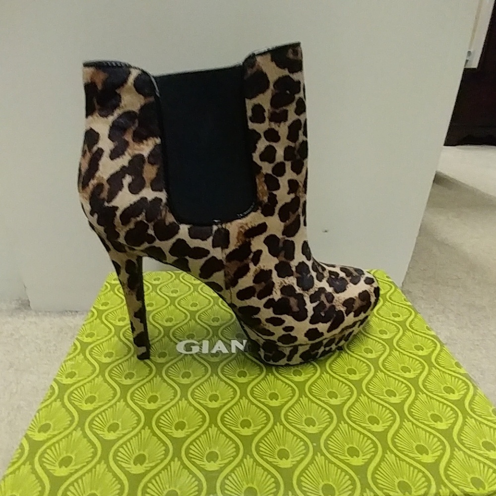 Leopard print booties