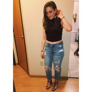 Black and metal chunky heels