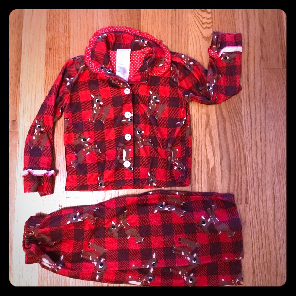 Plaid Rudolph flannel pajamas 24 m