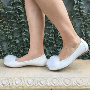 White Pom Pom Flats