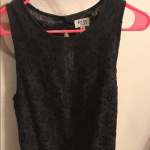 Black sleeveless floral dress