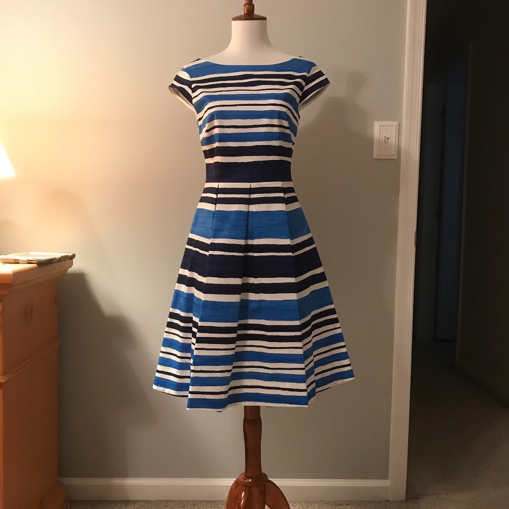KATE SPADE MARIELLA FIT AND FLARE BLUE & WH STRIPE