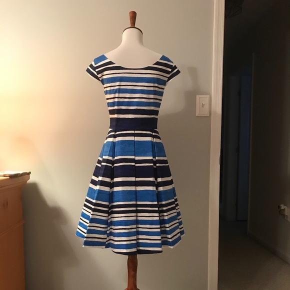 KATE SPADE MARIELLA FIT AND FLARE BLUE & WH STRIPE - Picture 2 of 4