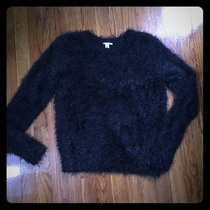 Black Fuzzy Halogen Sweater