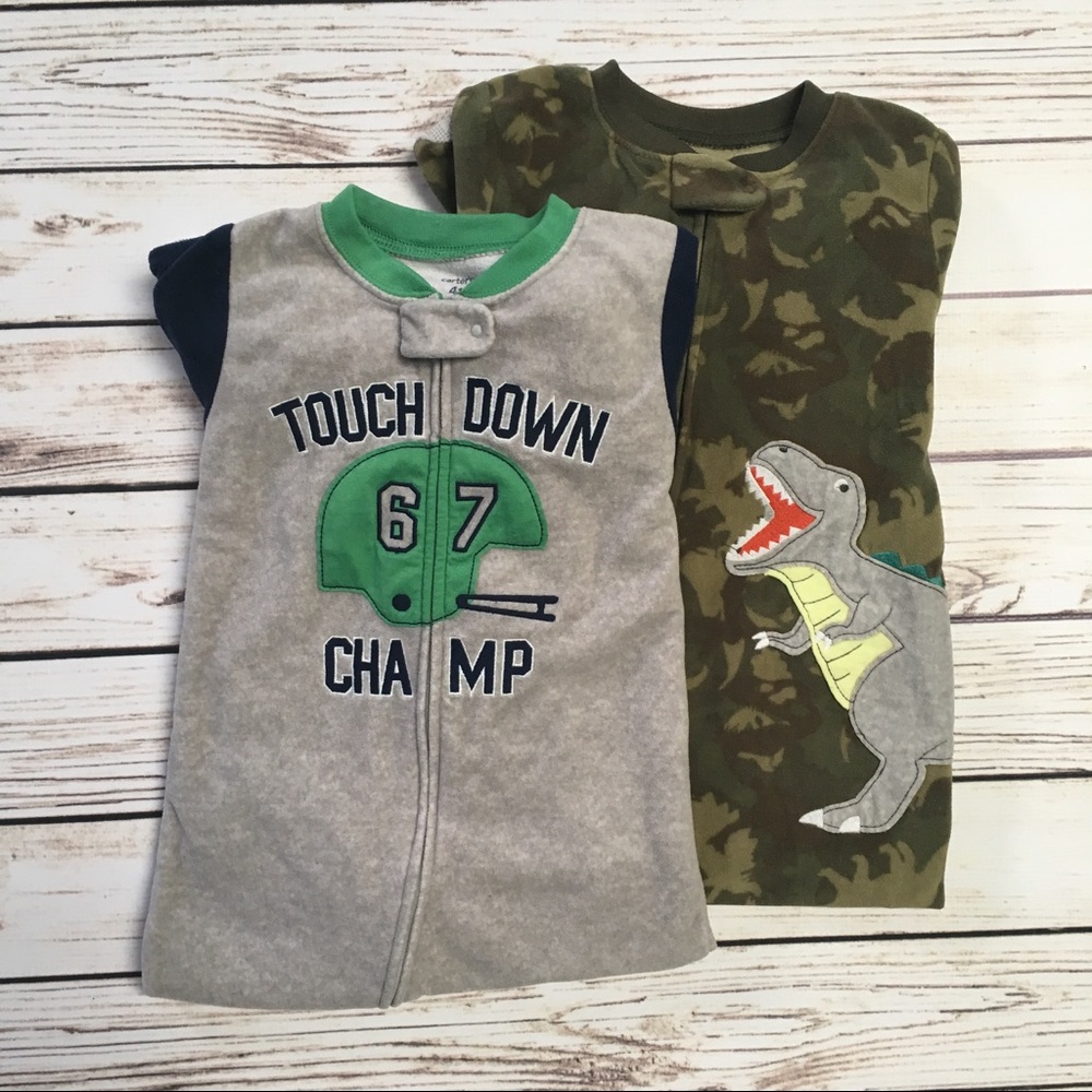 4T Fleece Footed PJ Set 💚