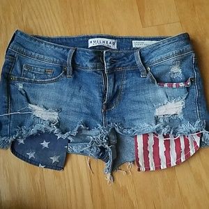 American Flag jean shorts