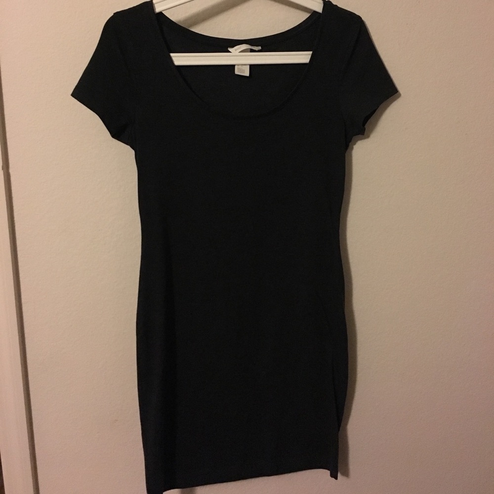 Dark Grey Basic Fitted Dress 🌸