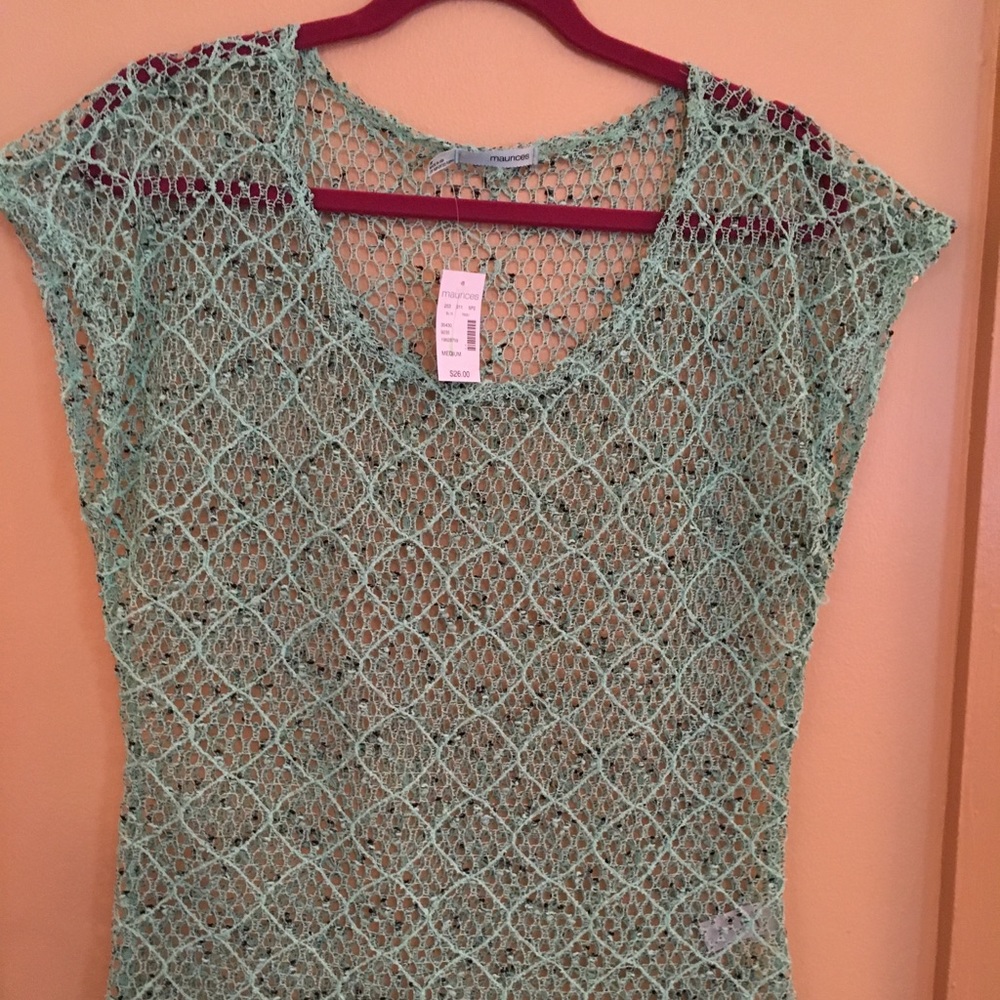 Teal Green Crochet Top NWT