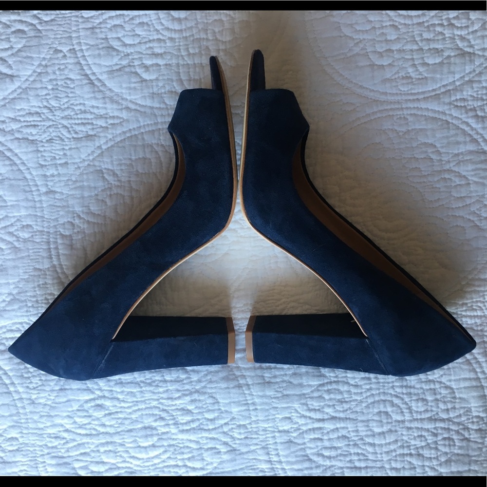 NWOB J.Crew Factory Navy peep toe pumps size 8.5