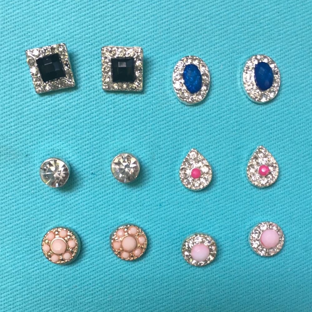 6 J Crew & other Diamond, Gold, Blue, Round Studs