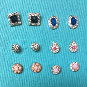6 J Crew & other Diamond, Gold, Blue, Round Studs