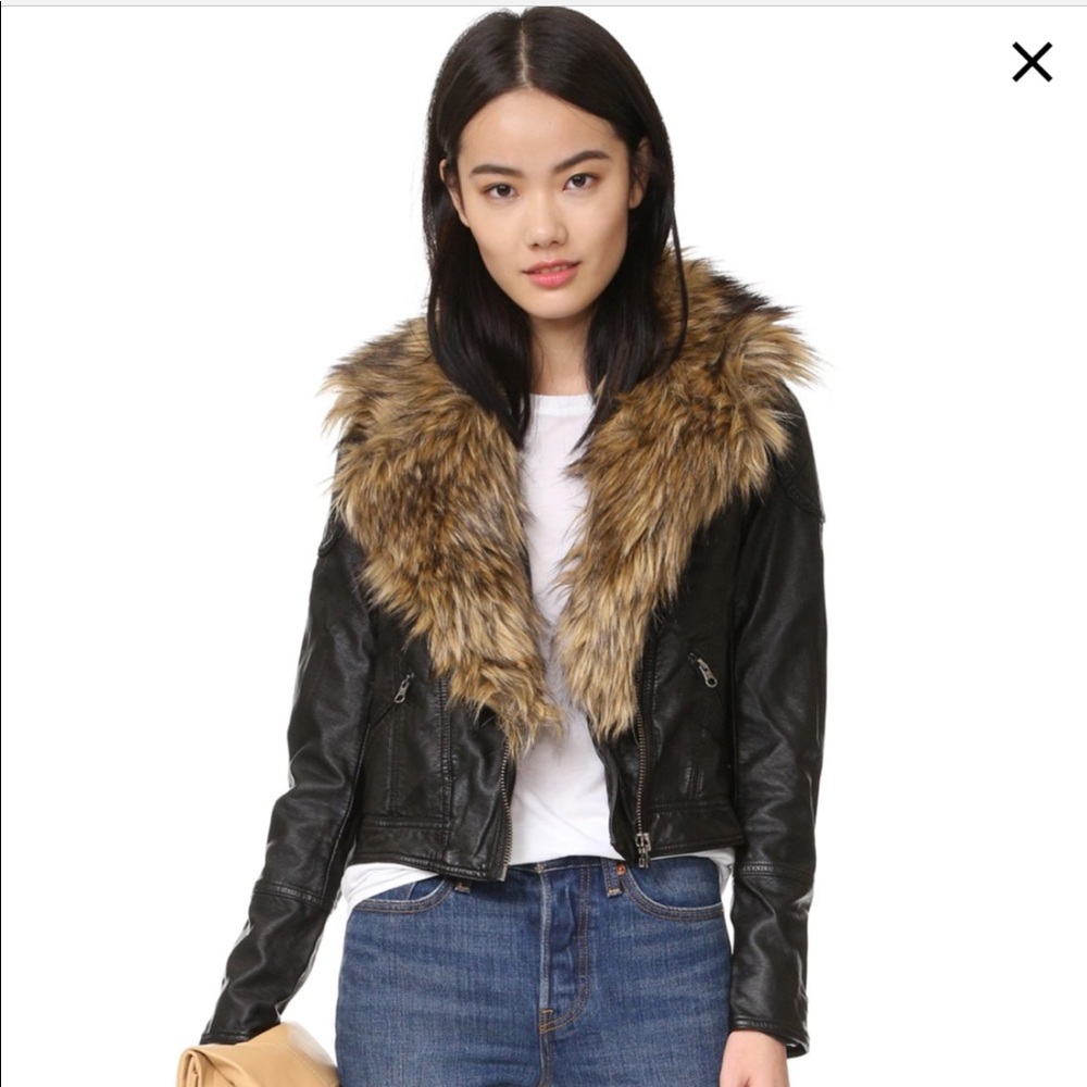FreePeople Vegan Leather Jacket wFauxFur NEW Reqsz - Picture 5 of 8