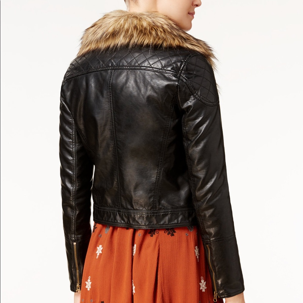FreePeople Vegan Leather Jacket wFauxFur NEW Reqsz - Picture 8 of 8