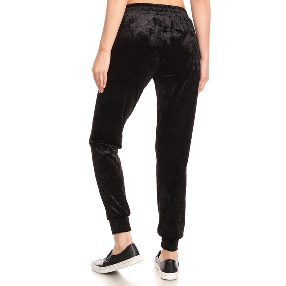 LAST ONE • SIZE XL • Crushed Velvet Black Joggers - Picture 6 of 7