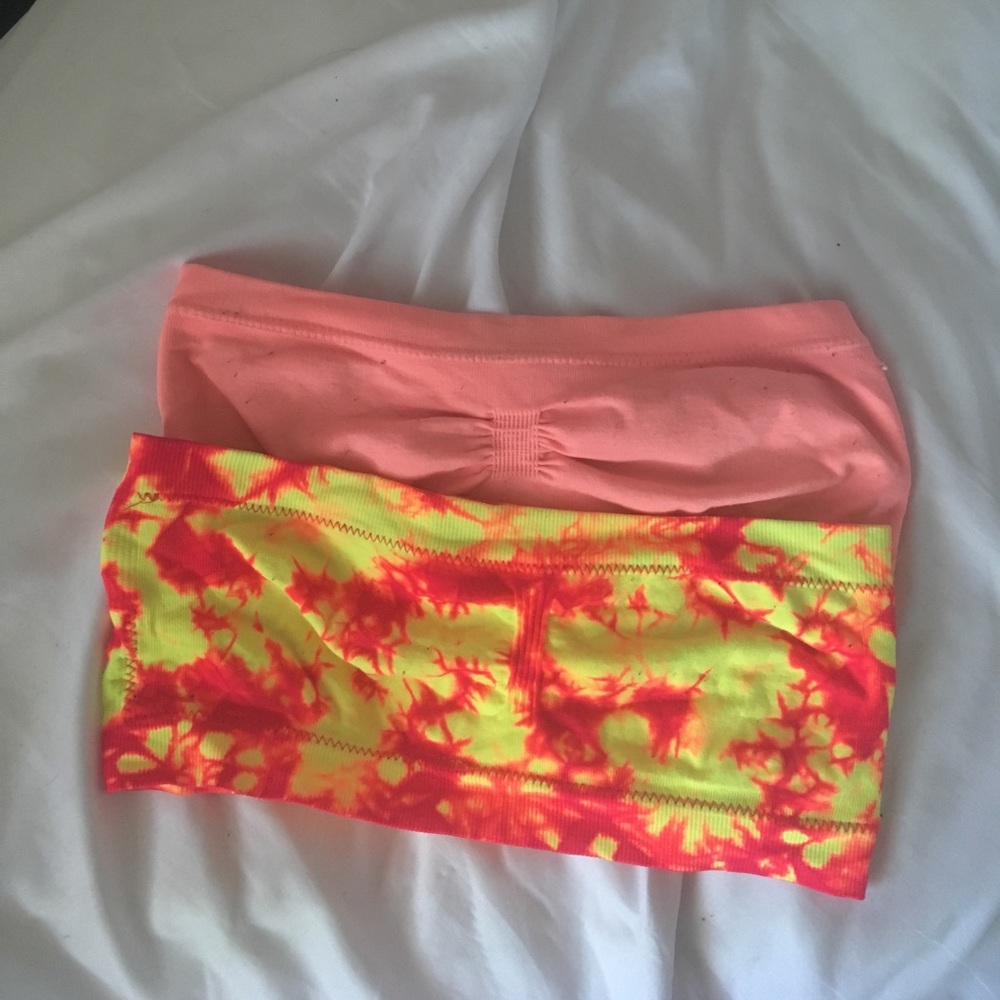 TYE DYE AND SALMON PINK BANDEAUS