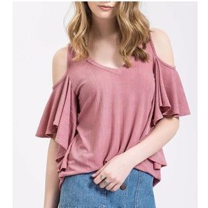 Blu pepper cold shoulder knit top