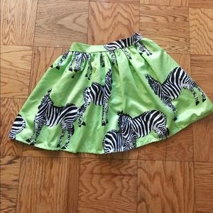 Green zebra flare skirt