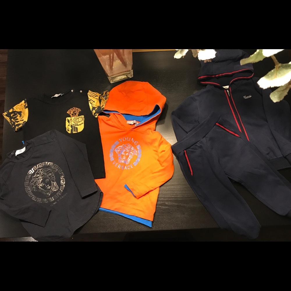 Toddler designer shirts an sweat suit.authentic