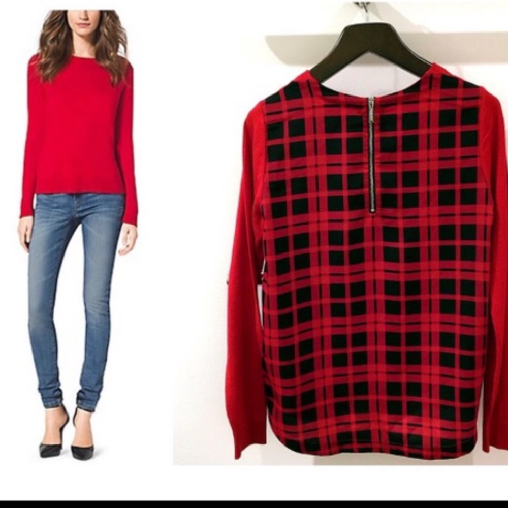 Red & Black Plaid Top