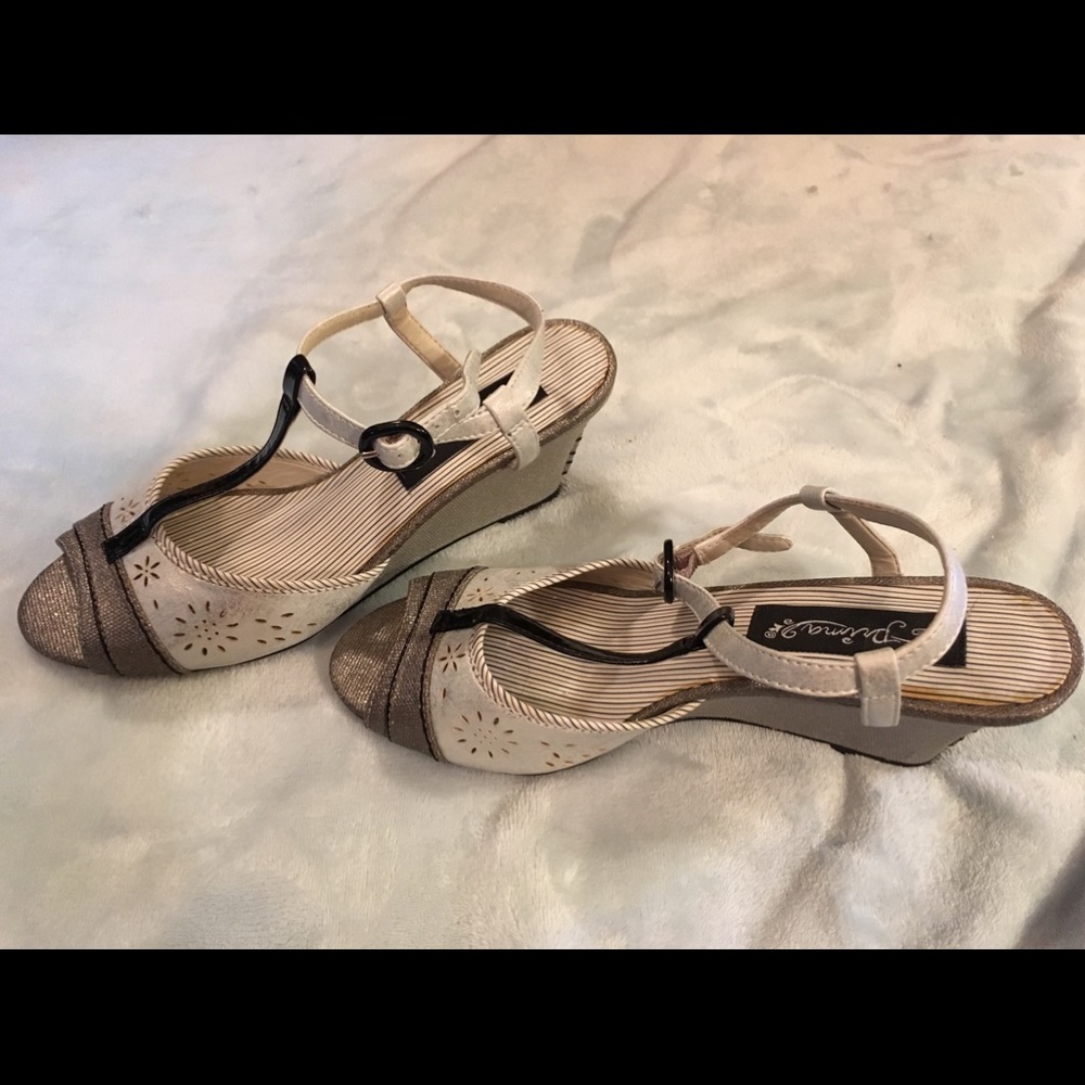 Two tone grey wedge sandal