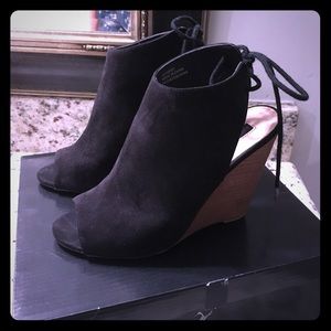 Suede wedge booties