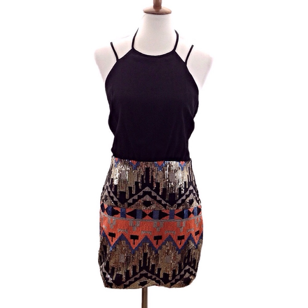 fab'rik Spaghetti Strap Dress w/Sequins