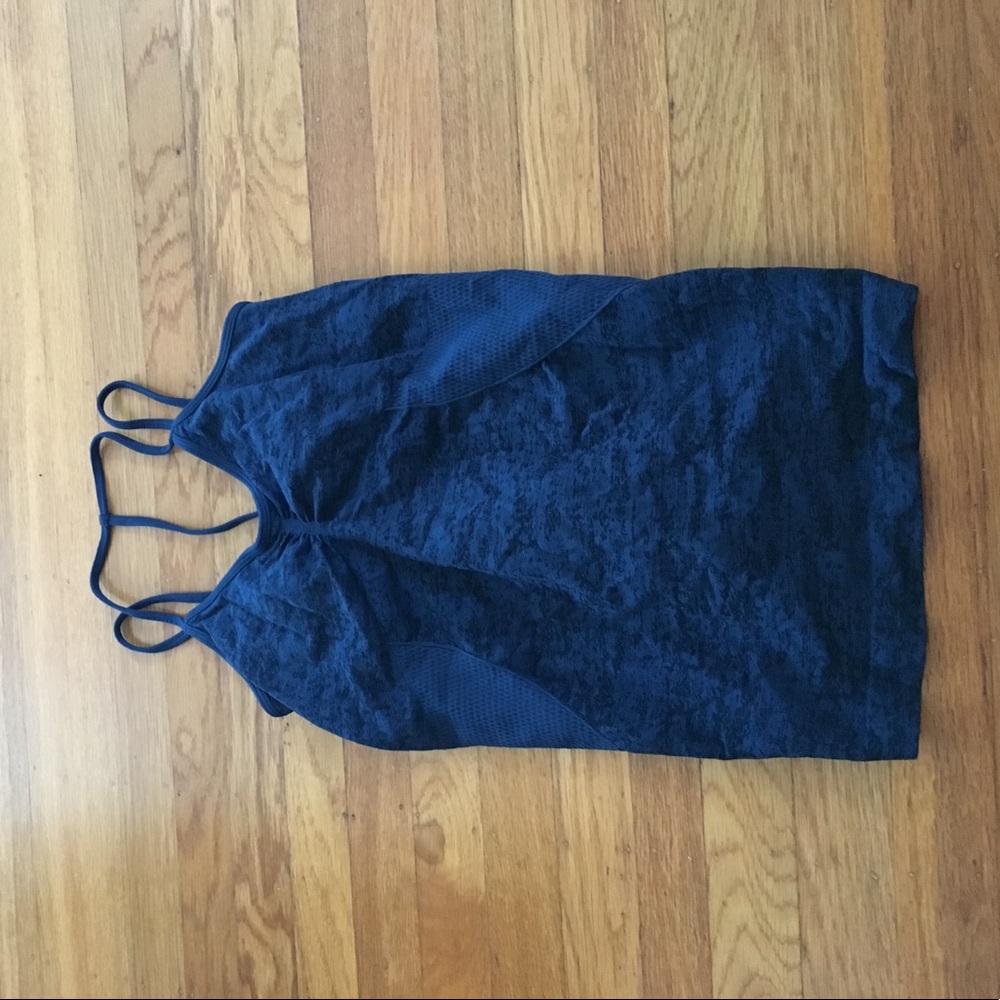 Zella blue and black speckled workout top
