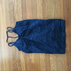 Zella blue and black speckled workout top