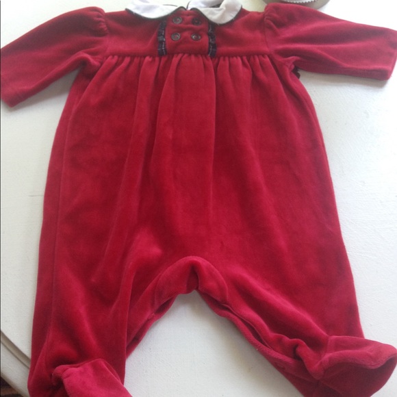 Ralph Lauren red Velour footed one piece - Picture 1 of 3