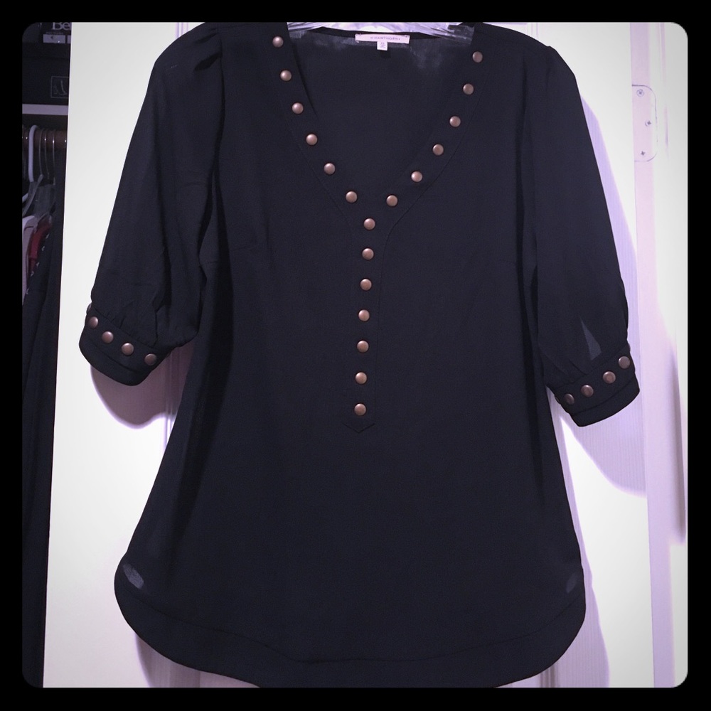 Studded black tunic top