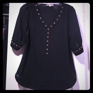 Studded black tunic top