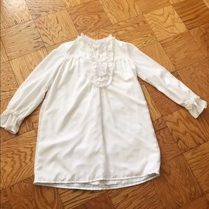 White Ruffle Neck Chiffon Tunic