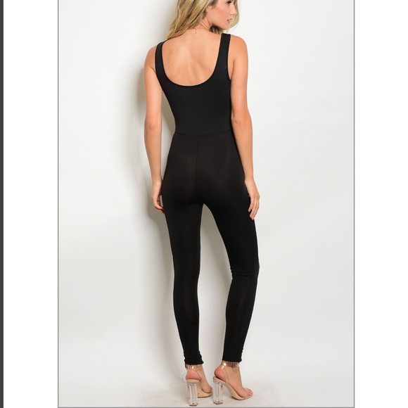 Bold Black Lace-up Jumpsuit - Picture 3 of 4