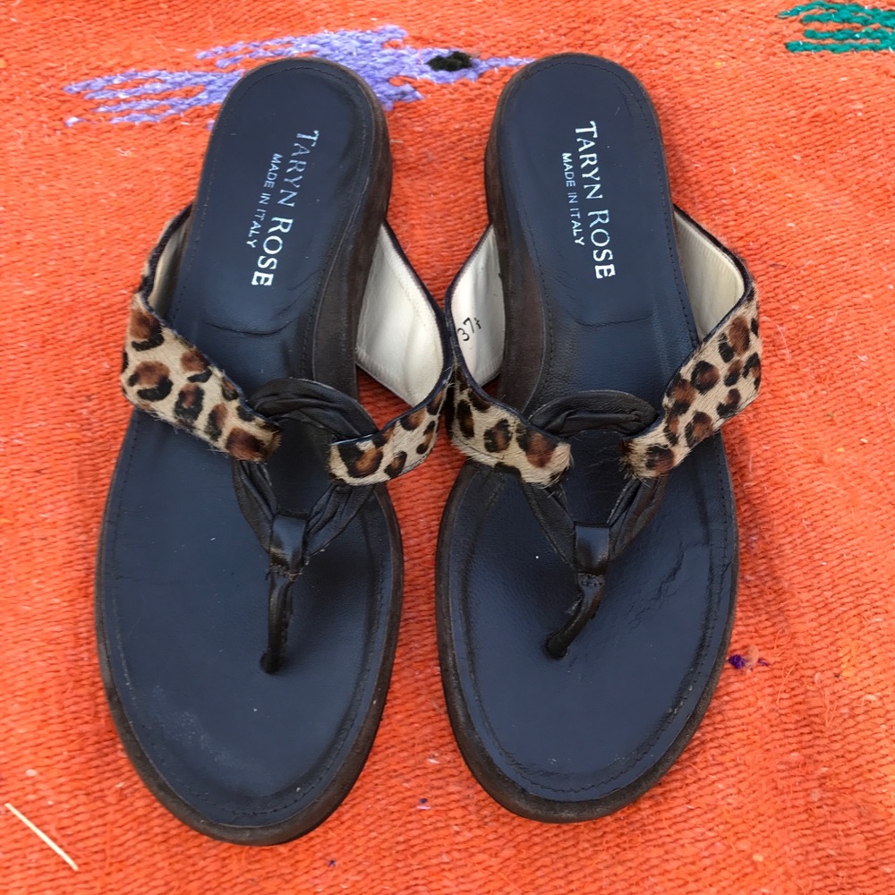 Taryn Rose brown suede w animal print sandal 37.5
