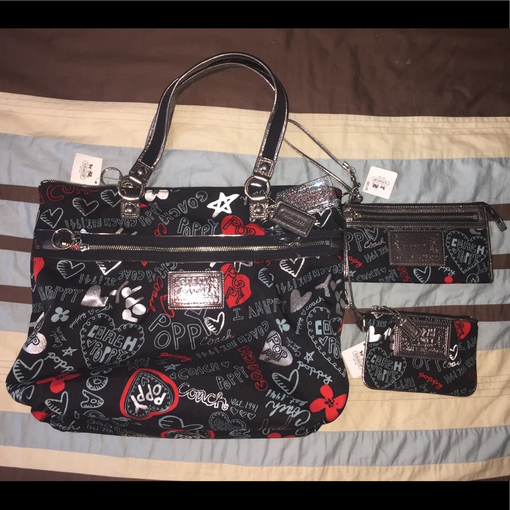 Coach Poppy Glam Hearts- 3PC SET! NWT- RARE!