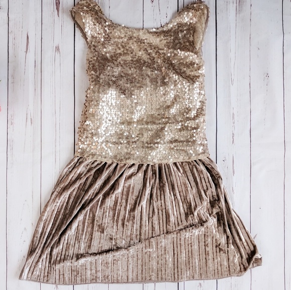 SUGAR+LIPS • pleated velvet sequin dress taupe - Picture 3 of 8