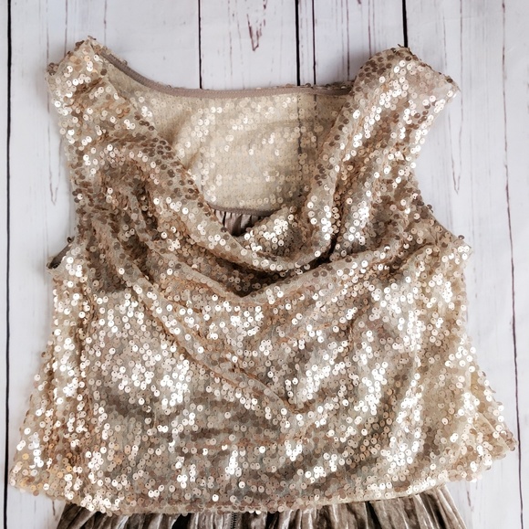 SUGAR+LIPS • pleated velvet sequin dress taupe - Picture 4 of 8