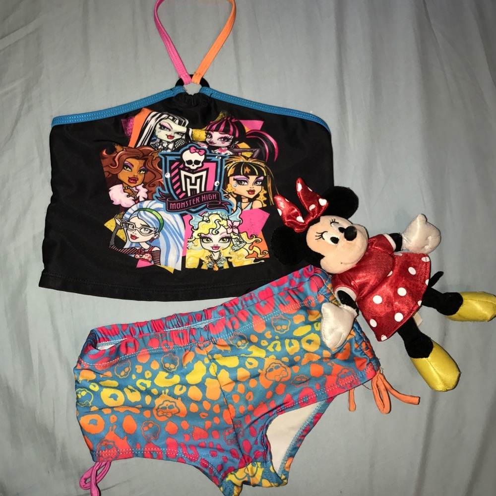 Girls Monster High Halter 2 Piece Swimsuit 7/8