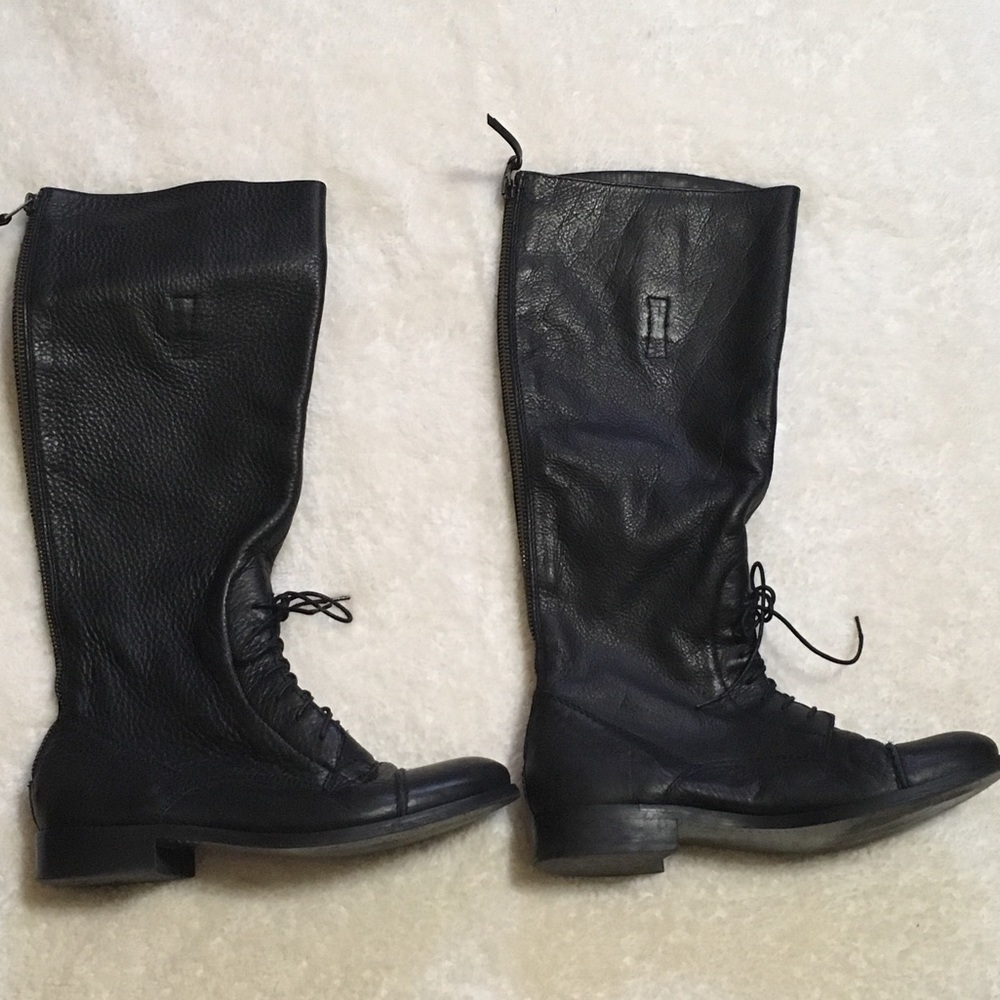 J. Crew Black tall owen boots - leather