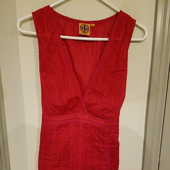 Tory Burch Tops - Tory Burch Ardelle shell red vneck tie back top