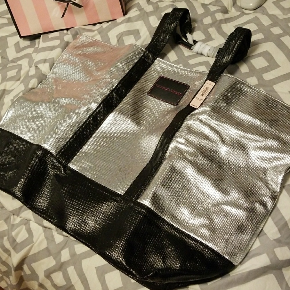 Victoria Secret Silver & black tote