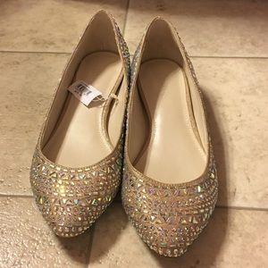 David's Bridal Crystal Embellished Ballet Flat