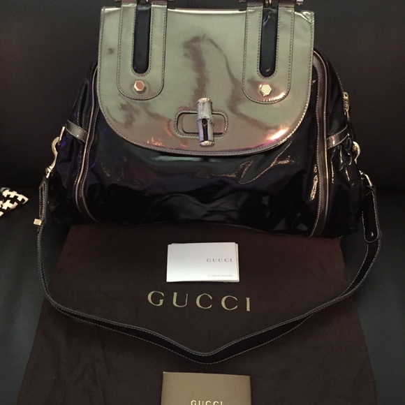 Authentic Gucci bamboo leather patent bag - Picture 2 of 7
