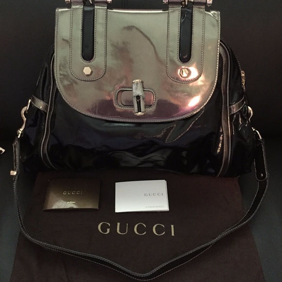 Authentic Gucci bamboo leather patent bag - Picture 1 of 7